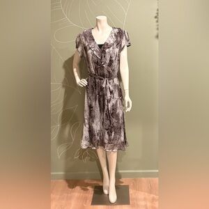 J.B.S. Monochrome Midi Dress with Ruffle Detail